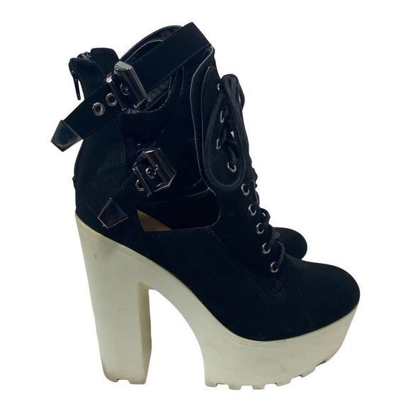 Wild Diva 15cm Super High Heel‎ Platform Motorcycle Sandal Buckle Open Toe Shoes - Picture 1 of 5